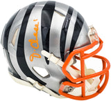 Ja'Marr Chase Autographed Cincinnati Bengals Flash Gray Speed Mini Helmet Beckett BAS Witness Stock #230118