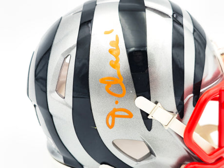 Ja'Marr Chase Autographed Cincinnati Bengals Flash Gray Speed Mini Helmet Beckett BAS Witness Stock #230118