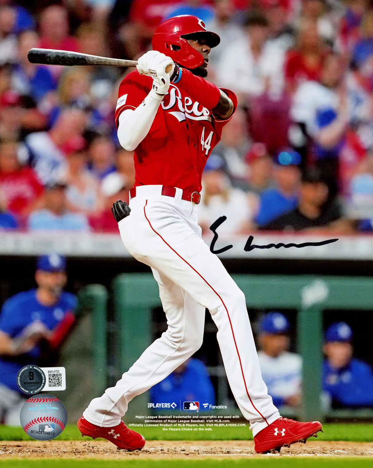 Elly De La Cruz Autographed 8x10 Photo Cincinnati Reds Home Run Swing Beckett BAS QR Stock #230098