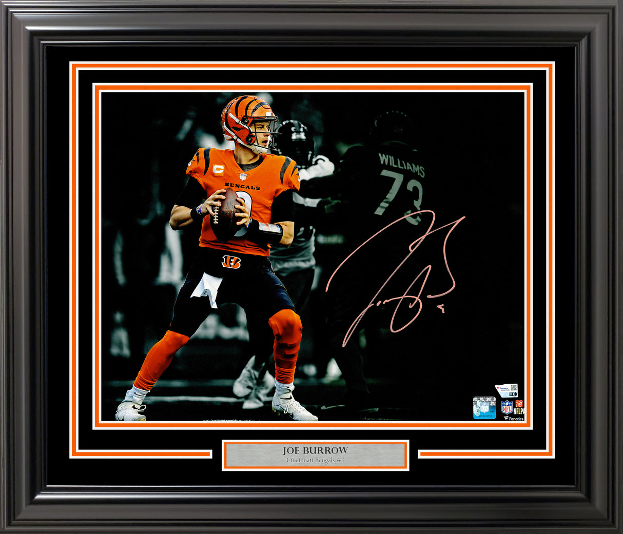 Joe Burrow Autographed Framed 16x20 Photo Cincinnati Bengals Fanatics Holo Stock #233878