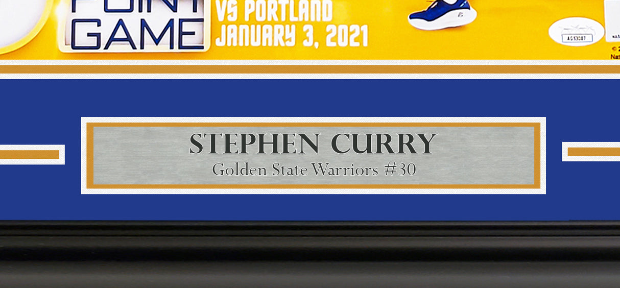 Stephen Curry Autographed Framed 16x20 Photo Golden State Warriors 62 Point Game JSA Stock #243012