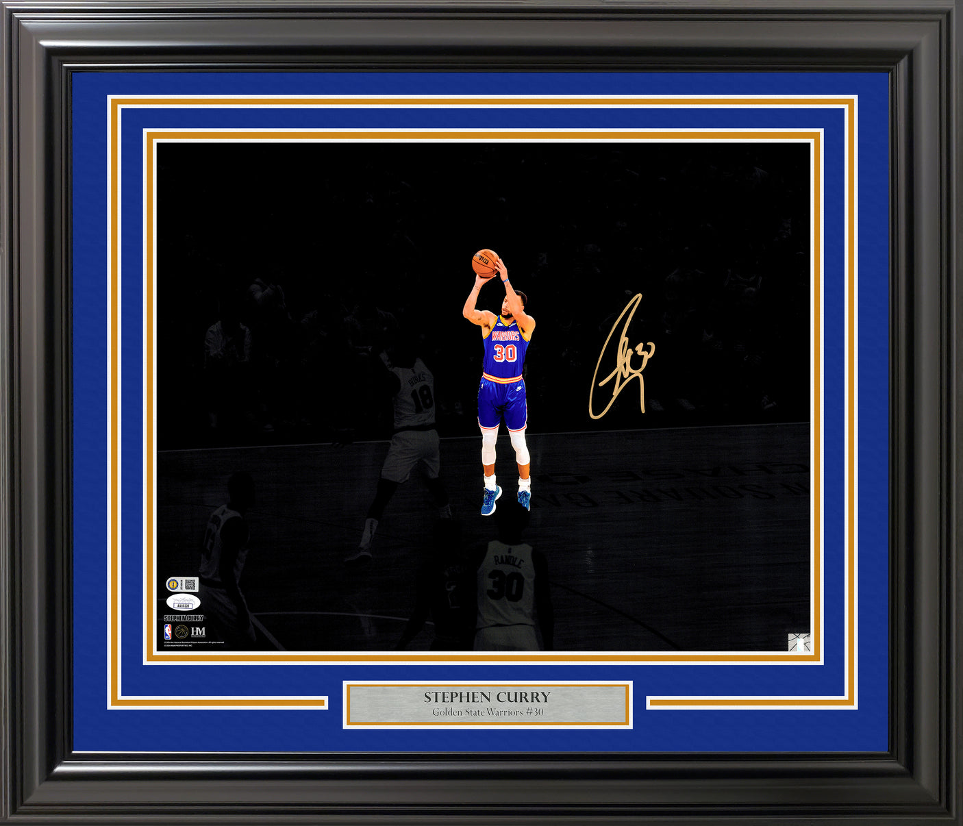 Stephen Curry Autographed Framed 16x20 Photo Golden State Warriors Spotlight 3 Pointer JSA Stock #243013