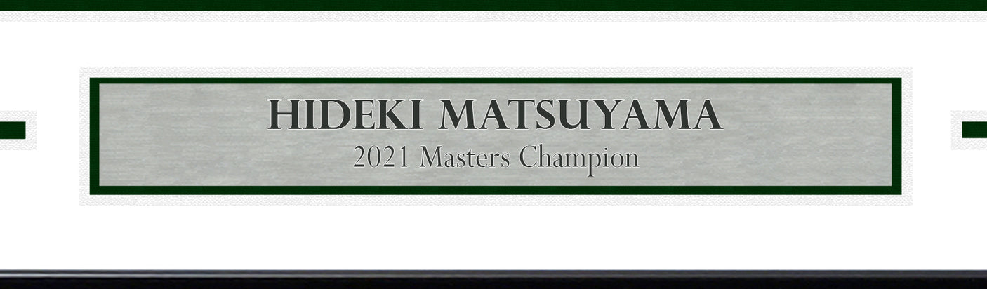 Hideki Matsuyama Autographed Framed 2021 Masters Golf Pin Flag Winner Beckett BAS QR Stock #243015