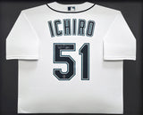 Seattle Mariners Ichiro Suzuki Autographed Framed White Nike Jersey IS Holo Stock #243017