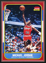 Michael Jordan Autographed Framed 1986 Fleer Rookie Card #57 Blow Up Poster Chicago Bulls UDA Holo #BAM307260