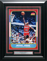 Michael Jordan Autographed Framed 1986 Fleer Rookie Card #57 Blow Up Poster Chicago Bulls UDA Holo #BAM307261