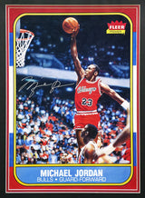 Michael Jordan Autographed Framed 1986 Fleer Rookie Card #57 Blow Up Poster Chicago Bulls UDA Holo #BAM307261