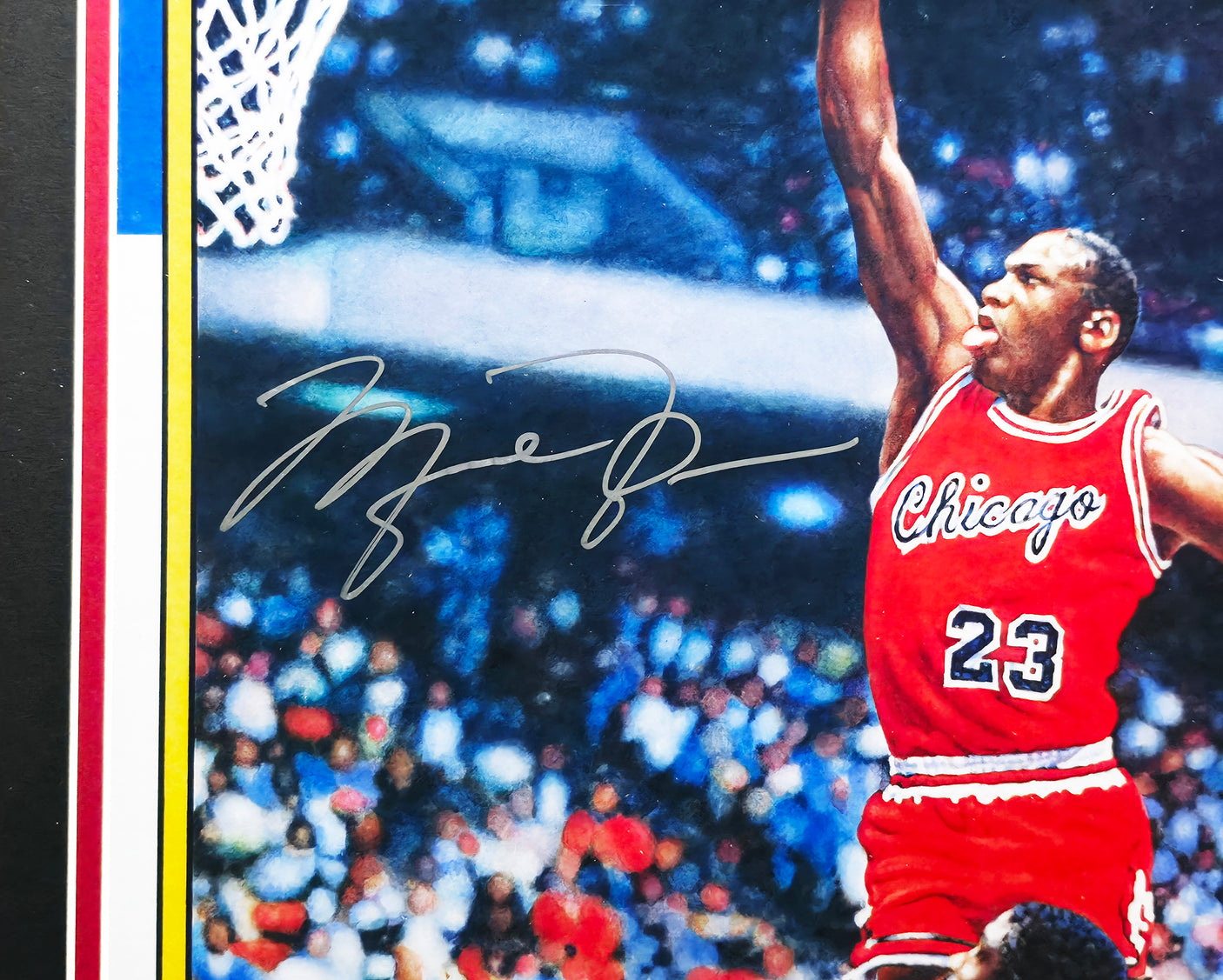 Michael Jordan Autographed Framed 1986 Fleer Rookie Card #57 Blow Up Poster Chicago Bulls UDA Holo #BAM307261