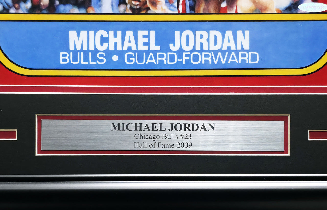 Michael Jordan Autographed Framed 1986 Fleer Rookie Card #57 Blow Up Poster Chicago Bulls UDA Holo #BAM307261