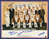 1967 Philadelphia 76ers Team Autographed Framed 16x20 Photo With 12 Signatures Including Wilt Chamberlain Beckett BAS #AE31376