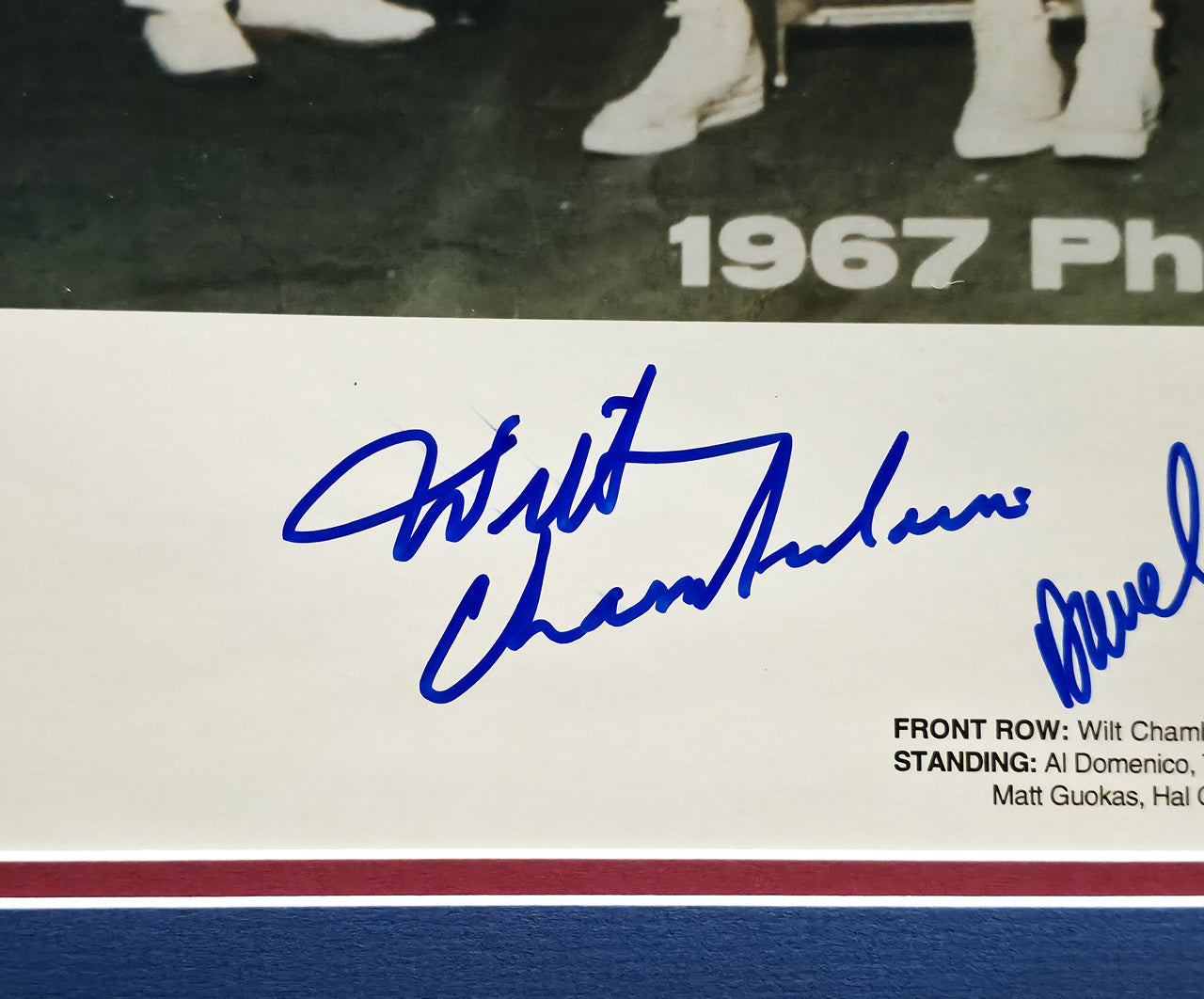 1967 Philadelphia 76ers Team Autographed Framed 16x20 Photo With 12 Signatures Including Wilt Chamberlain Beckett BAS #AE31376