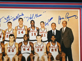 1967 Philadelphia 76ers Team Autographed Framed 16x20 Photo With 12 Signatures Including Wilt Chamberlain Beckett BAS #AE31376
