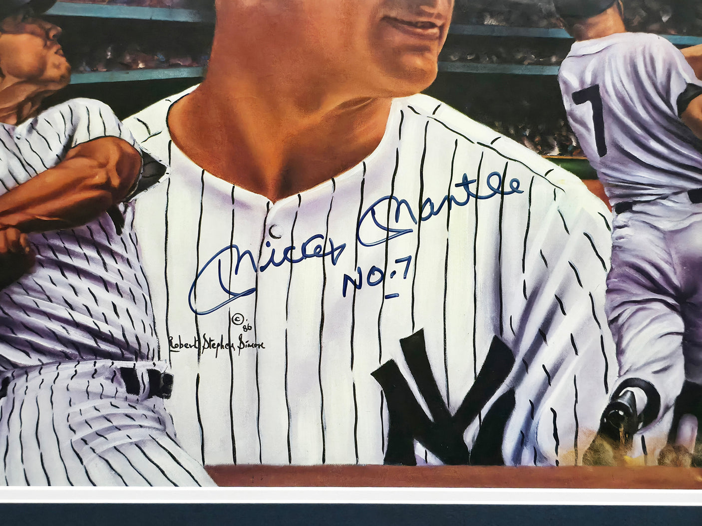 Mickey Mantle Autographed Framed 20x24 Lithograph Photo New York Yankees "No. 7" Beckett BAS #AE31350
