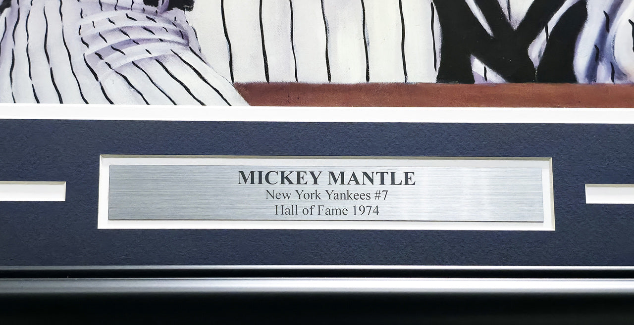 Mickey Mantle Autographed Framed 20x24 Lithograph Photo New York Yankees "No. 7" Beckett BAS #AE31350