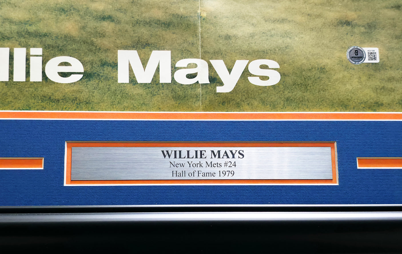 Willie Mays Autographed Framed 22x32 Poster New York Mets Beckett BAS #AE31356