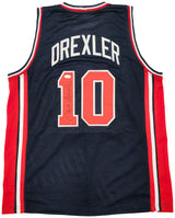 Team USA Clyde Drexler Autographed Blue Jersey JSA Stock #228812