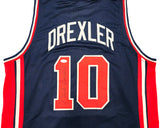Team USA Clyde Drexler Autographed Blue Jersey JSA Stock #228812
