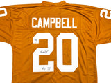 Texas Longhorns Earl Campbell Autographed Orange Jersey "HT 77" JSA Stock #228966