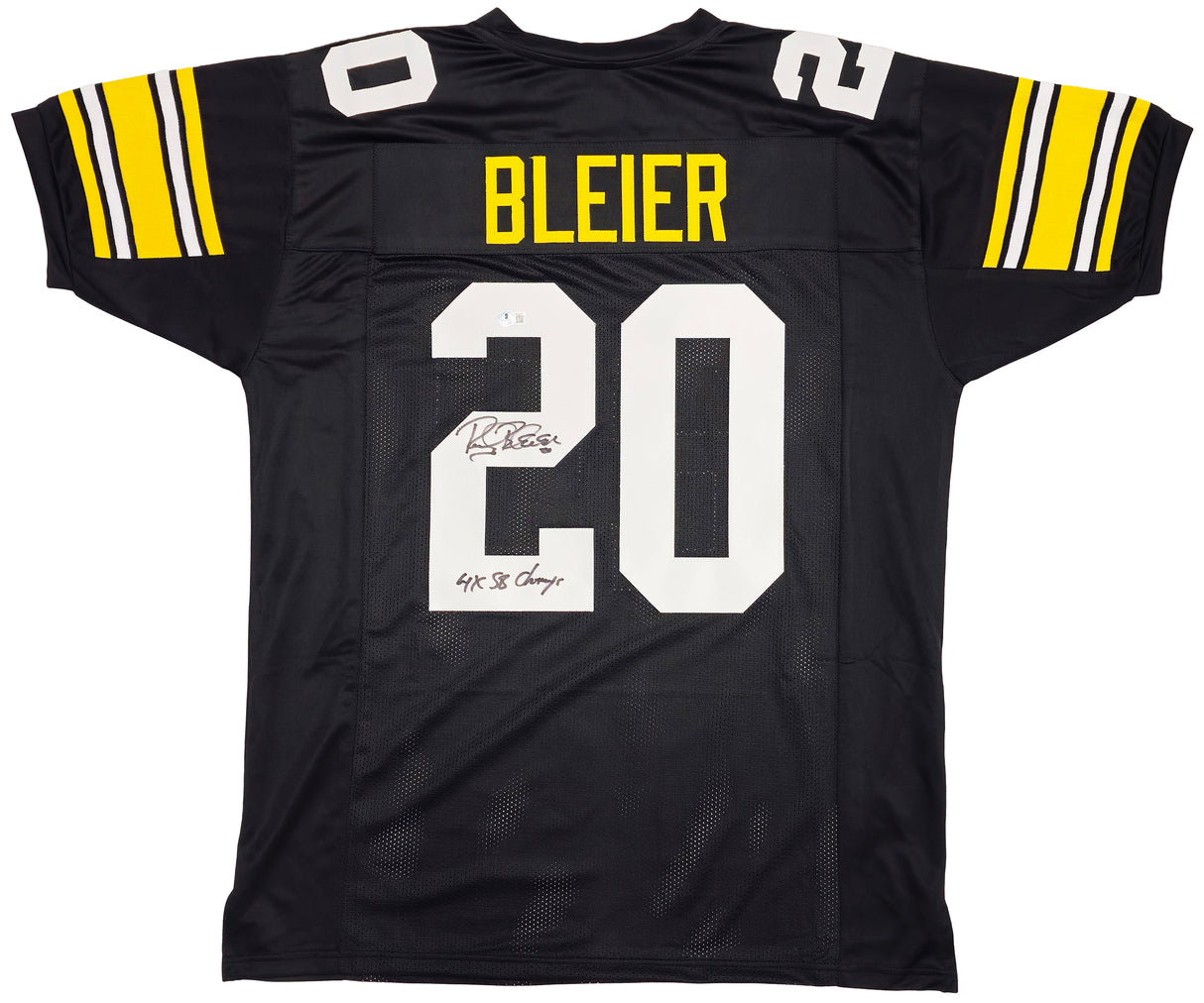 Pittsburgh Steelers Rocky Bleier Autographed Black Jersey "4X SB Champ" Beckett BAS QR Stock #229042