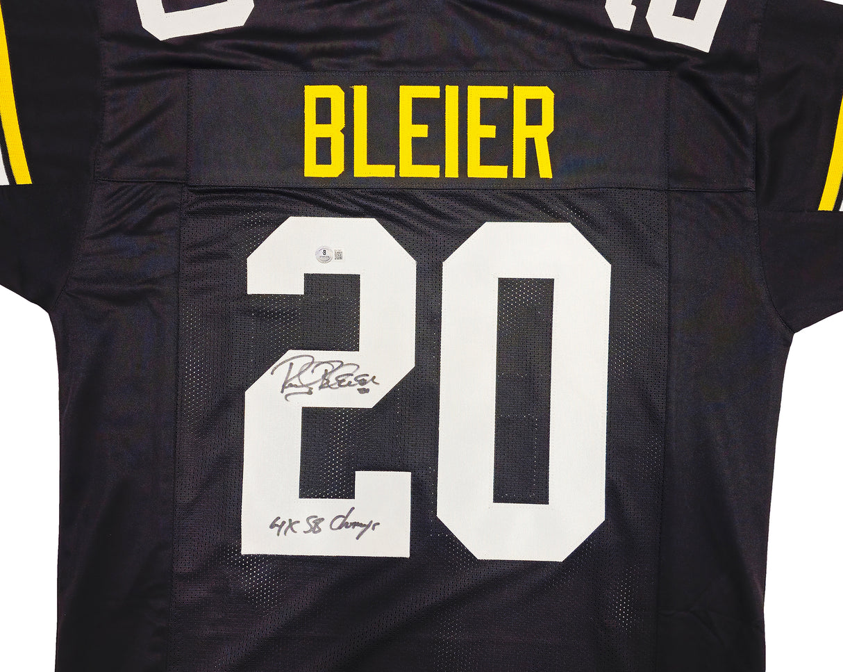 Pittsburgh Steelers Rocky Bleier Autographed Black Jersey "4X SB Champ" Beckett BAS QR Stock #229042