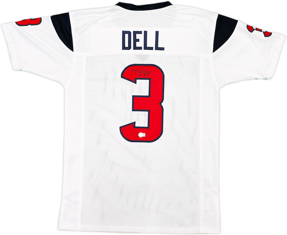 Houston Texans Tank Dell Autographed White Jersey Beckett BAS QR Stock #229995