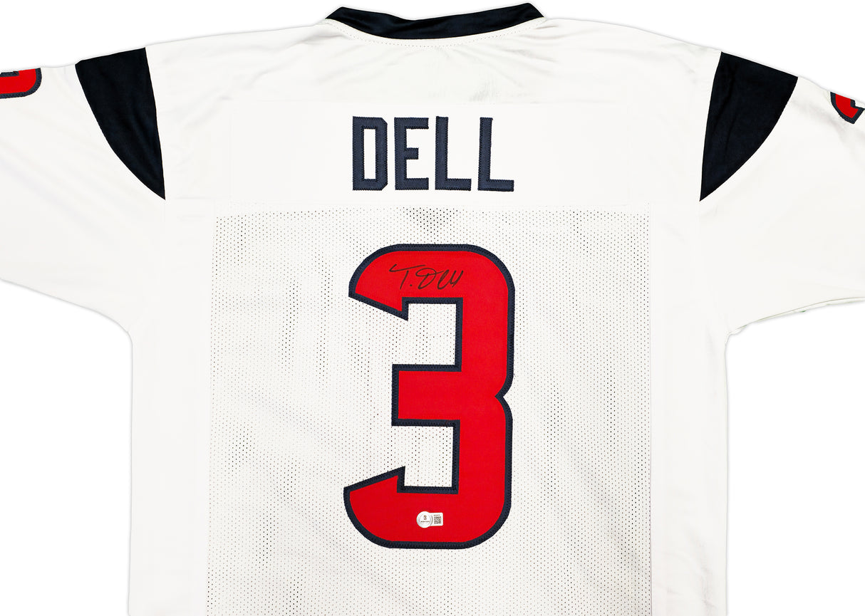 Houston Texans Tank Dell Autographed White Jersey Beckett BAS QR Stock #229995