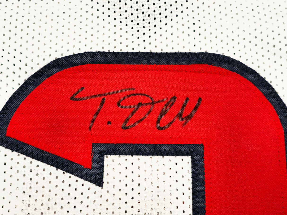 Houston Texans Tank Dell Autographed White Jersey Beckett BAS QR Stock #229995