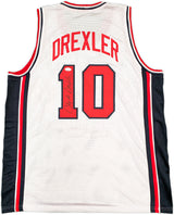 Team USA Clyde Drexler Autographed White Jersey JSA Stock #228813