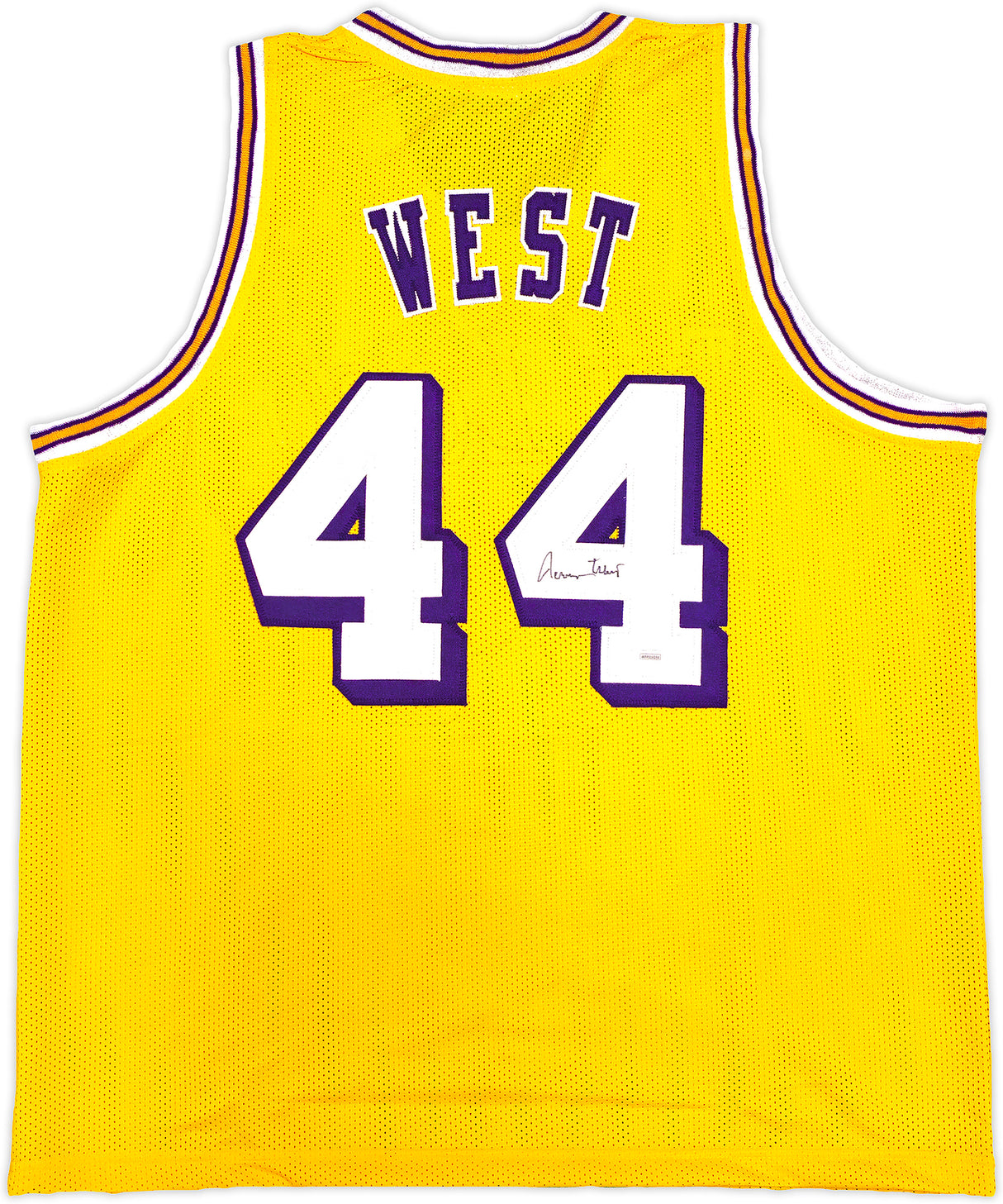 Los Angeles Lakers Jerry West Autographed Yellow Jersey JSA Stock #228808