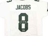 Green Bay Packers Josh Jacobs Autographed White Jersey Beckett BAS Witness Stock #229522