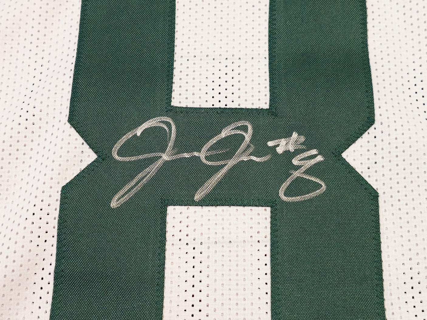 Green Bay Packers Josh Jacobs Autographed White Jersey Beckett BAS Witness Stock #229522