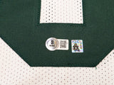 Green Bay Packers Josh Jacobs Autographed White Jersey Beckett BAS Witness Stock #229522