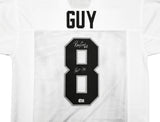 Oakland Raiders Ray Guy Autographed White Jersey "HOF-'14" Beckett BAS QR Stock #230014