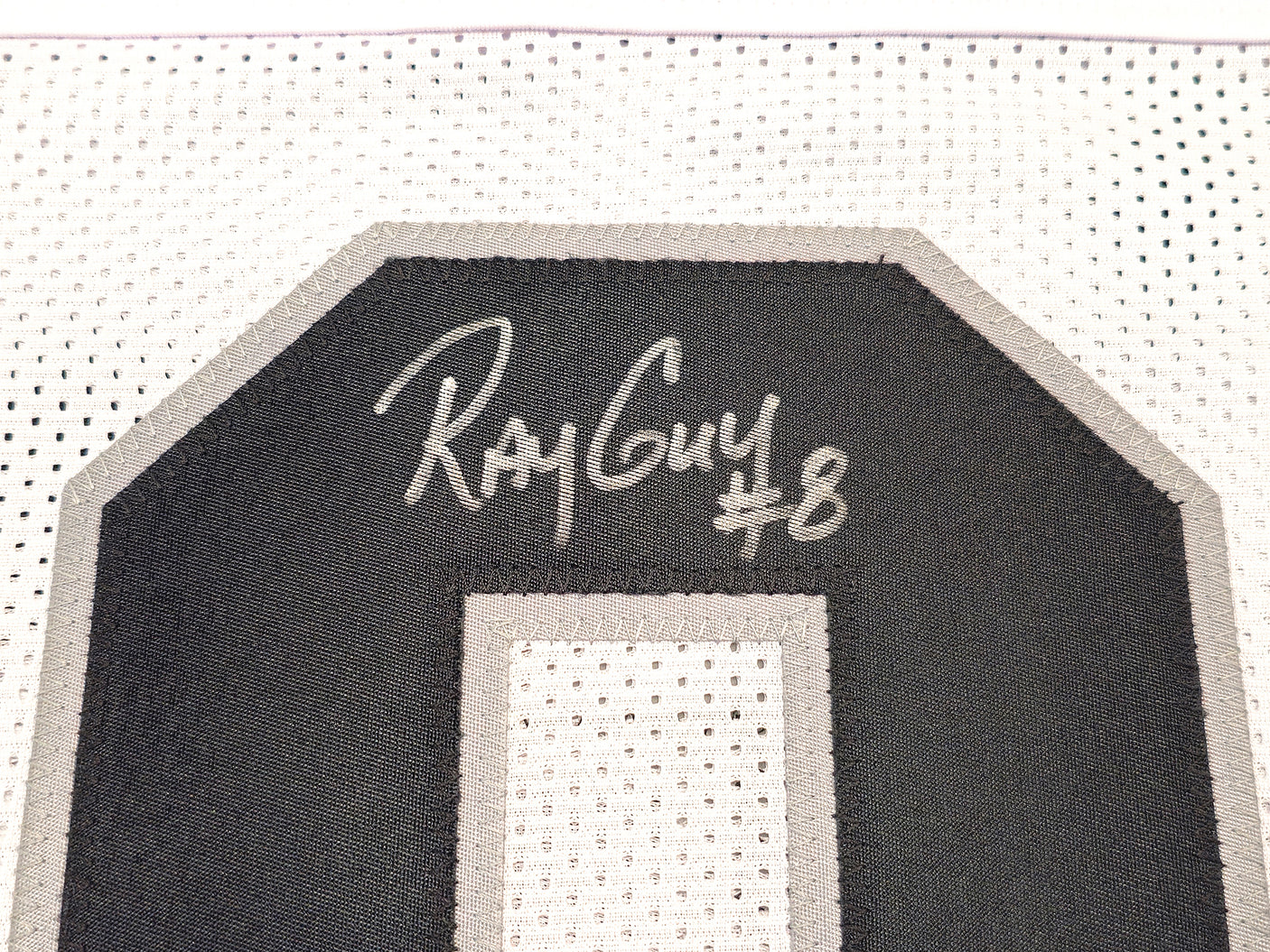 Oakland Raiders Ray Guy Autographed White Jersey "HOF-'14" Beckett BAS QR Stock #230014