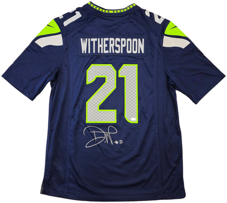 Seattle Seahawks Devon Witherspoon Autographed Blue Nike Jersey Size L MCS Holo Stock #229507