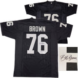 Oakland Raiders Bob Brown Autographed Black Jersey "HOF 04" Beckett BAS QR Stock #229533