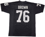 Oakland Raiders Bob Brown Autographed Black Jersey "HOF 04" Beckett BAS QR Stock #229533