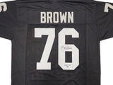 Oakland Raiders Bob Brown Autographed Black Jersey "HOF 04" Beckett BAS QR Stock #229533