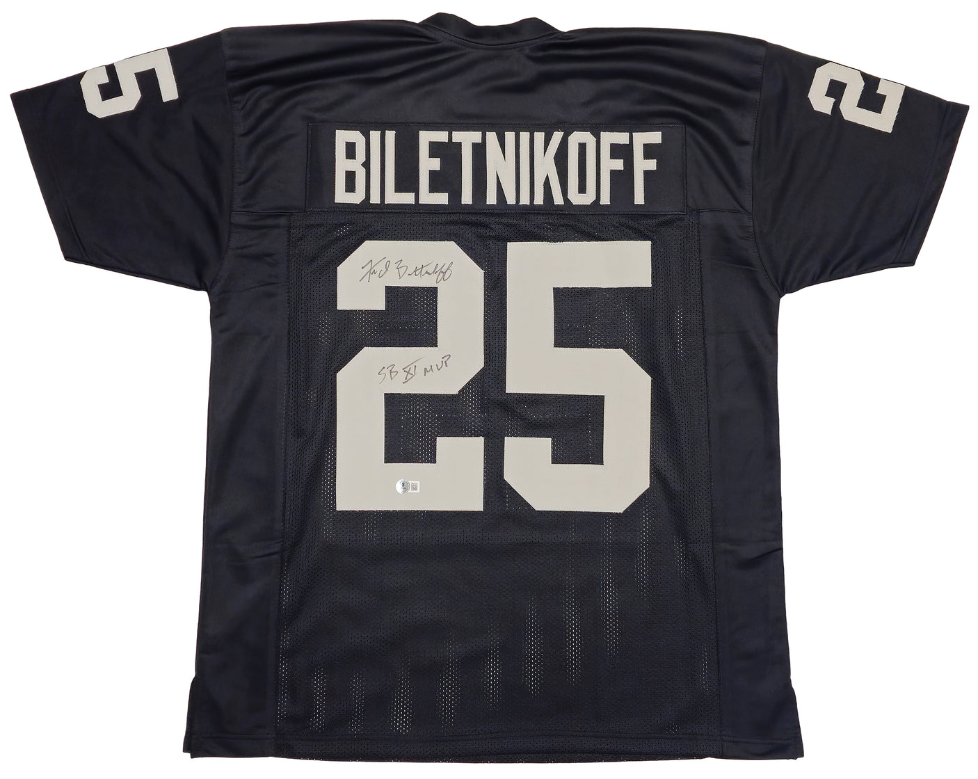 Oakland Raiders Fred Biletnikoff Autographed Black Jersey "SB XI MVP" Beckett BAS Witness Stock #230002