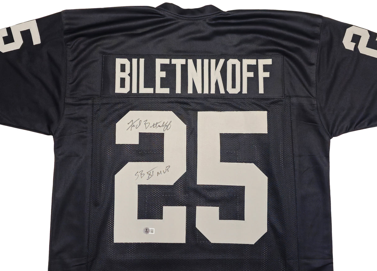 Oakland Raiders Fred Biletnikoff Autographed Black Jersey "SB XI MVP" Beckett BAS Witness Stock #230002