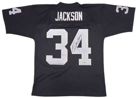 Oakland Raiders Bo Jackson Autographed Black Authentic Mitchell & Ness 1988 Throwback Jersey Size L Beckett BAS Witness Stock #230007