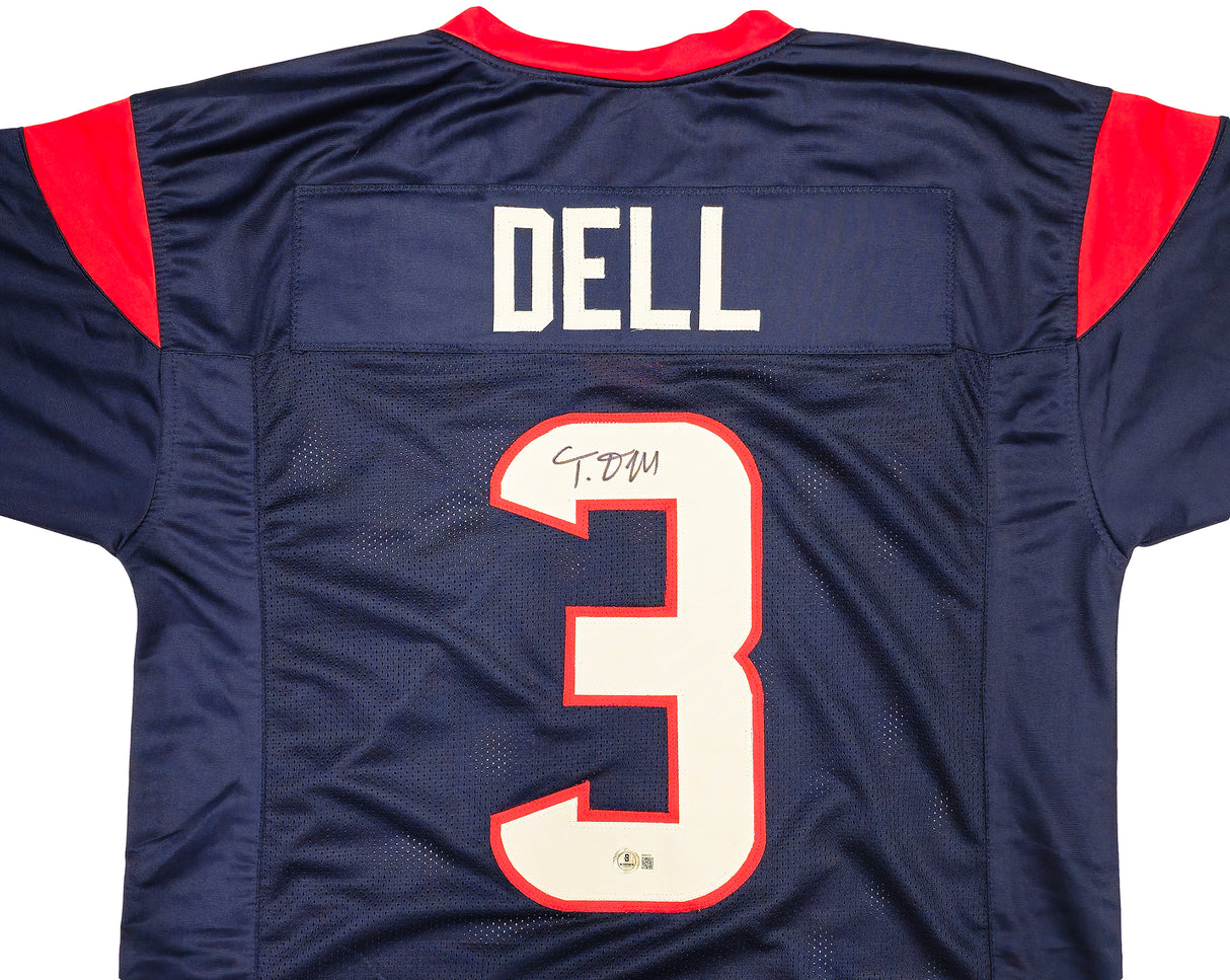 Houston Texans Tank Dell Autographed Blue Jersey Beckett BAS QR Stock #229993