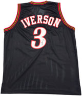 Philadelphia 76ers Allen Iverson Autographed Black Jersey Beckett BAS Witness Stock #229998