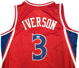 Philadelphia 76ers Allen Iverson Autographed Red Jersey Beckett BAS Witness Stock #230000