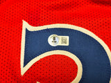 Philadelphia 76ers Allen Iverson Autographed Red Jersey Beckett BAS Witness Stock #230000