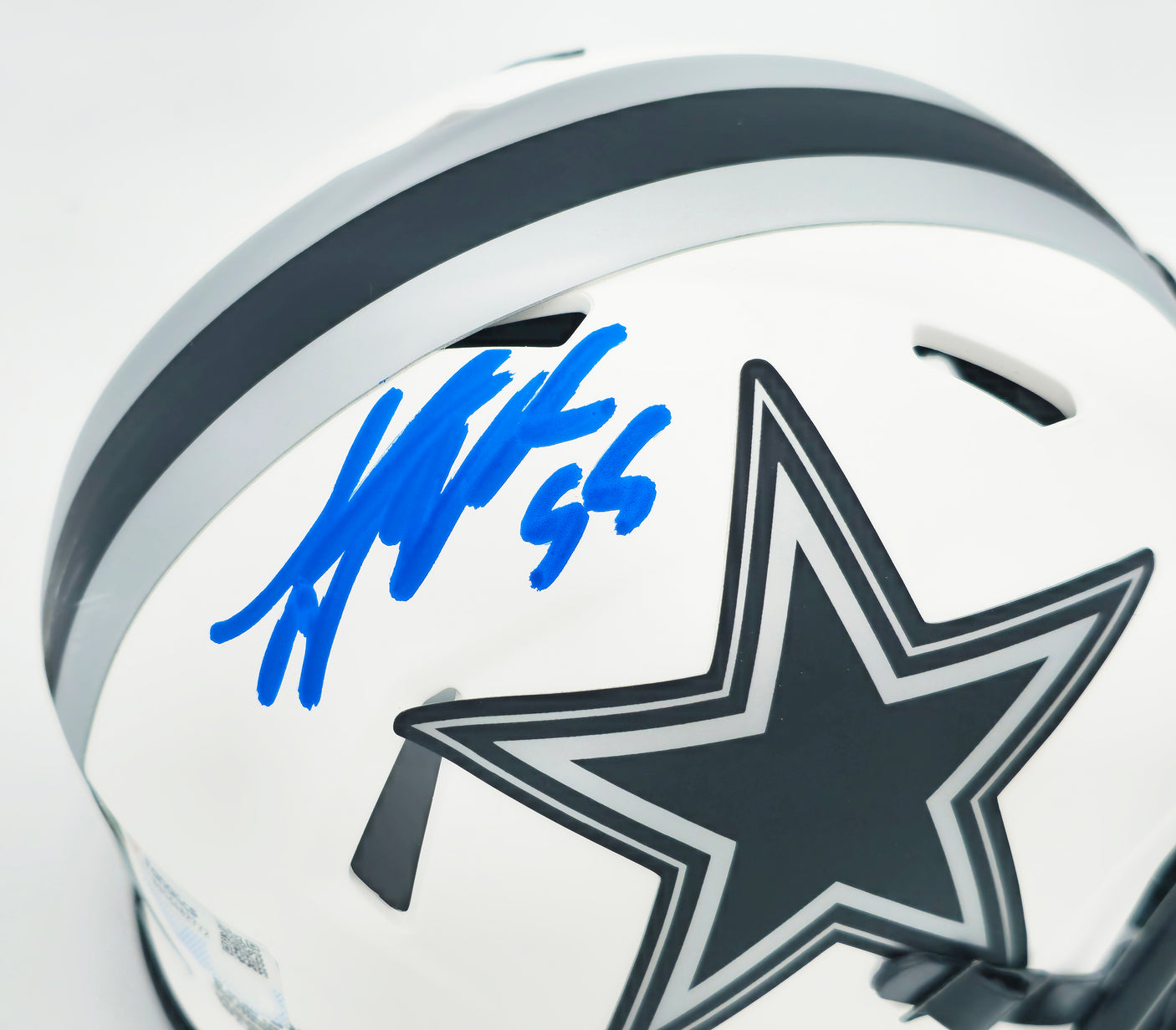 Leighton Vander Esch Autographed Dallas Cowboys Lunar Eclipse White Mini Helmet Fanatics Holo Stock #228809