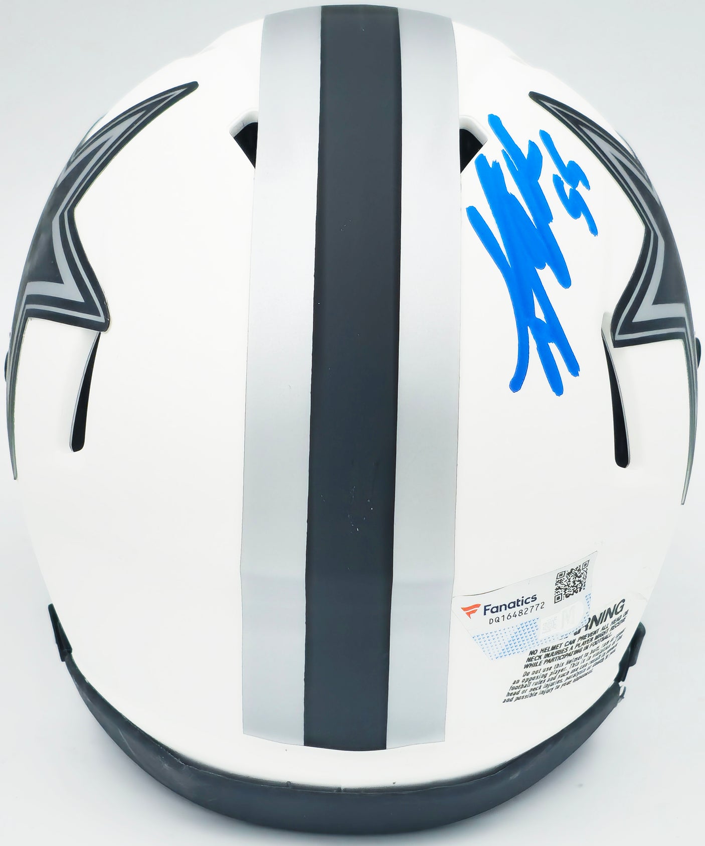 Leighton Vander Esch Autographed Dallas Cowboys Lunar Eclipse White Mini Helmet Fanatics Holo Stock #228809