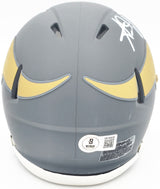 Aaron Jones Autographed Minnesota Vikings Slate Silver Speed Mini Helmet Beckett BAS Witness Stock #228816
