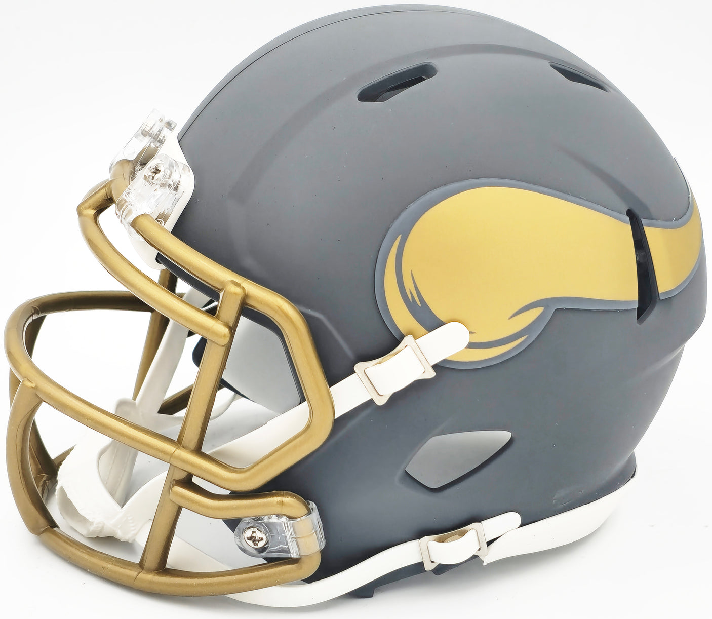 Aaron Jones Autographed Minnesota Vikings Slate Silver Speed Mini Helmet Beckett BAS Witness Stock #228816