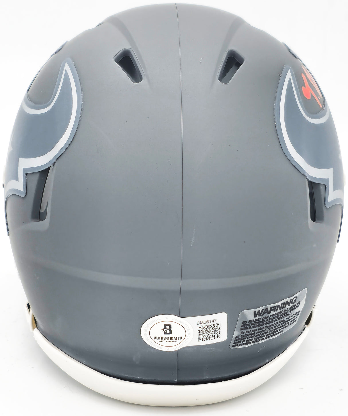 Tank Dell Autographed Houston Texans Slate Gray Speed Mini Helmet Beckett BAS QR Stock #229521